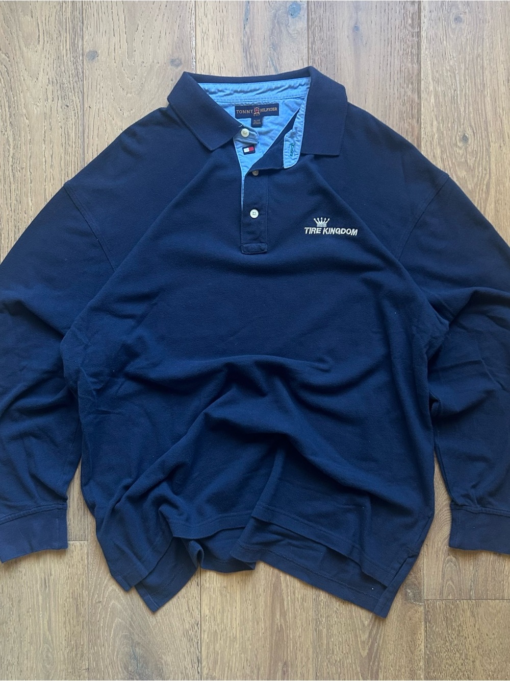 Tommy Hilfiger Navy Long-Sleeve Polo with Tire Kingdom Embroidery